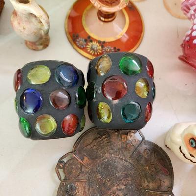 Mixed Collectable Lot Lamp Shade Piggy Bank Clock Glassware Las Vegas Fairies