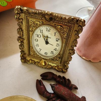 Mixed Collectable Lot Lamp Shade Piggy Bank Clock Glassware Las Vegas Fairies