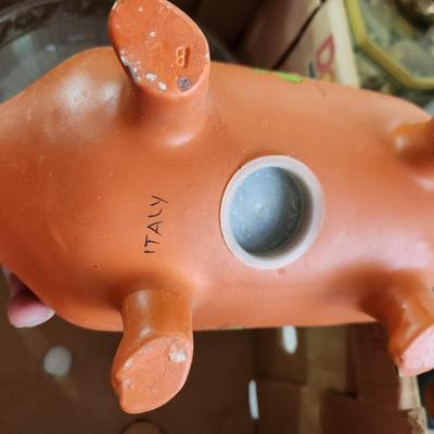 Mixed Collectable Lot Lamp Shade Piggy Bank Clock Glassware Las Vegas Fairies