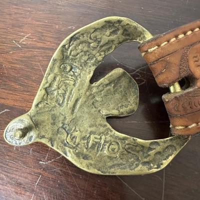 VINTAGE COWHIDE BELT EAGLE BUCKLE