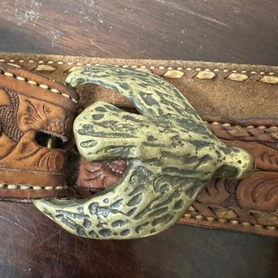 VINTAGE COWHIDE BELT EAGLE BUCKLE