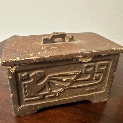 POTTERY JUG & LIDDED BOX