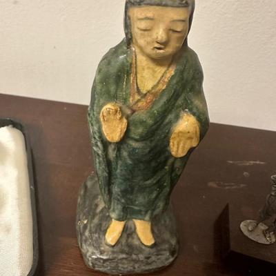 CHINESE POTTERY MALE FIGURE, MARBLES, TRAMP ART & MORE!