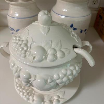 POTTERY CANISTERS & TUREEN LOT