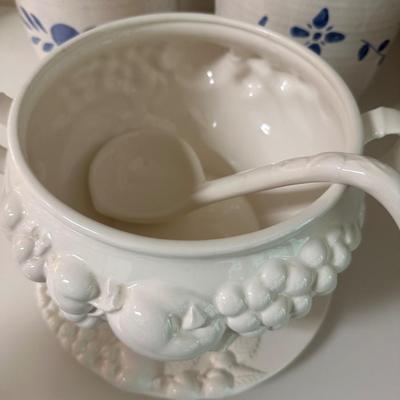 POTTERY CANISTERS & TUREEN LOT