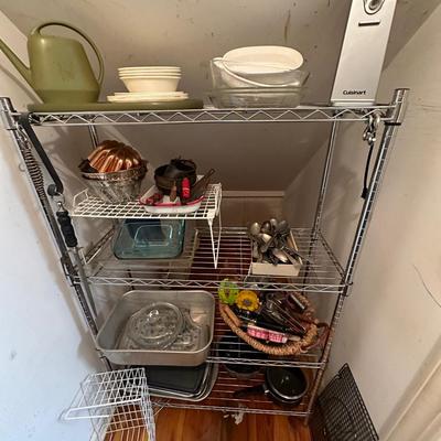 METAL SHELF WITH CONTENTS
