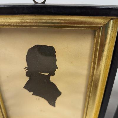 Marked Vintage Pair Framed Cut Paper Cameo Silhouette Portraits