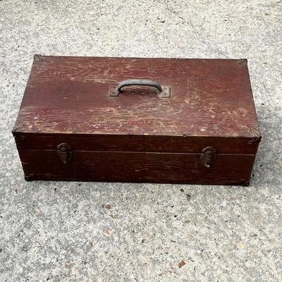 Great Grandaw's Wood Fishing Tackle Box & Tackle ~ Possibly Great Great!