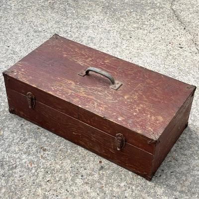 Great Grandaw's Wood Fishing Tackle Box & Tackle ~ Possibly Great Great!