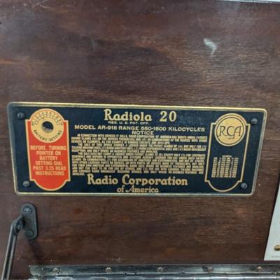 Antique 1920's RCA Radiola 20 5 Tube Radio Model AR-918