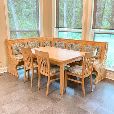 Solid Birch Wood Corner Nook Kitchen Dining Table Set