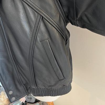 Wilsons Leather Heavy Bomber Jacket Double Collar Size M