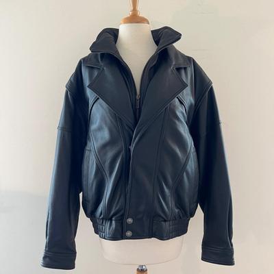 Wilsons Leather Heavy Bomber Jacket Double Collar Size M
