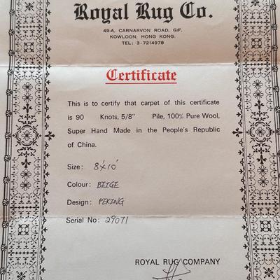 ROYAL RUG CO ~ Pure Wool Rug ~ 8 x 10 ~ Peking ~ *Read Details