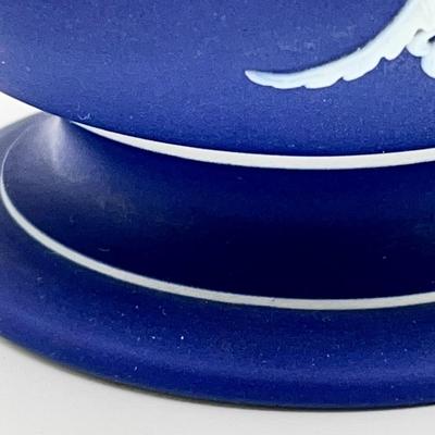 WEDGEWOOD ~ 8” Cobalt Blue Jasperware Cameo Vase