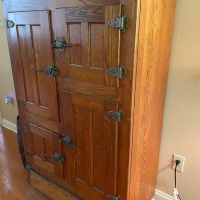 Antique solid oak ice box