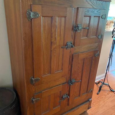 Antique solid oak ice box