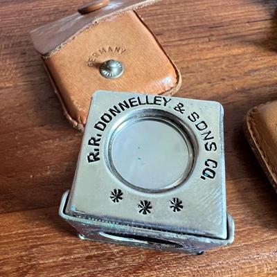 2 Vintage Spring Action German Jewelers Loop In Leather Cases