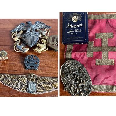 Collectors Lot - Military Pins Badges, 1943 Aristocrat Cards, Ltd. Ed. Buckle