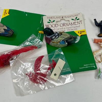 Lot of Miniature Animal Figures - Duck Ornaments, Feather Birds, Plastic Animals