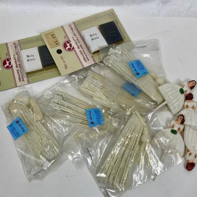 Misc Miniature Lot - tiny baking pans, baked goods, wooden people, Christmas Trees, and a Scoop