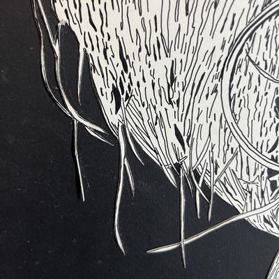 Original Vintage Pen Ink Drawing on Board Art