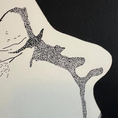 Original Vintage Pen Ink Drawing on Board Art