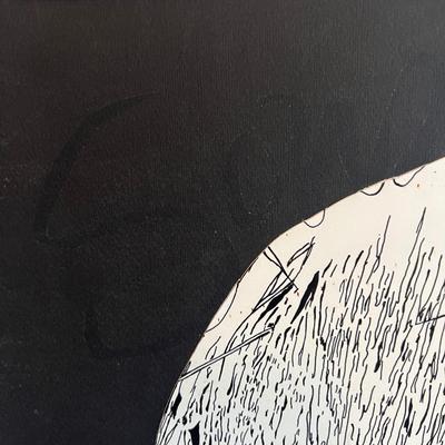 Original Vintage Pen Ink Drawing on Board Art