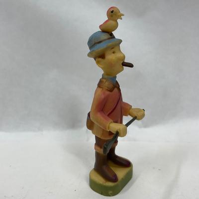 Vintage Wilton Plastic Cake Decoration, Hunter with Bird on Head made in Hong Kong