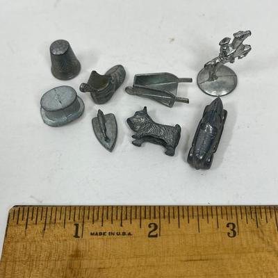 Lot of 8 pieces for Monopoly Board Games - thimble, hat, iron, shoe, dog, cowboy, car, wheelbarrow