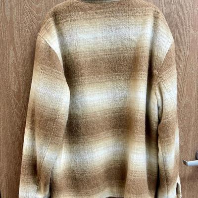 Men's Flannel Zippered Jacket, Size Large