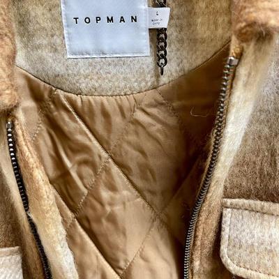 Men's Flannel Zippered Jacket, Size Large