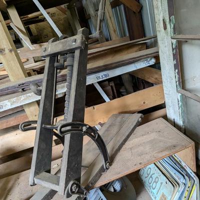 Rare Antique Barn Wood Beam Hand Drill