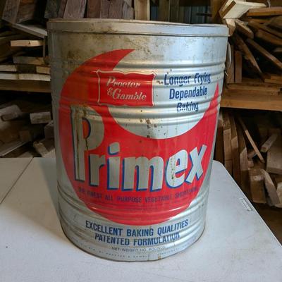 Large Primex Steel Tin Procter and Gamble Frying Shortening Empty Can
