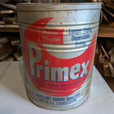 Large Primex Steel Tin Procter and Gamble Frying Shortening Empty Can