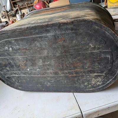 Vintage Antique Atlantic Copper Boiler Wash Tub Pot Wood Handles