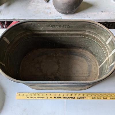 Vintage Antique Atlantic Copper Boiler Wash Tub Pot Wood Handles