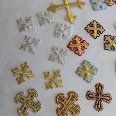 Embroidered Vestment Appliques Crosses Lot J