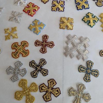 Embroidered Vestment Appliques Crosses Lot J