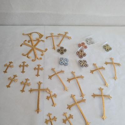 Embroidered Vestment Appliques Crosses Lot K