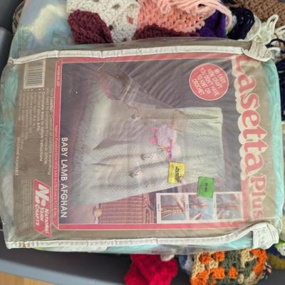 Bin Full Of Knitting Projects & Yarn