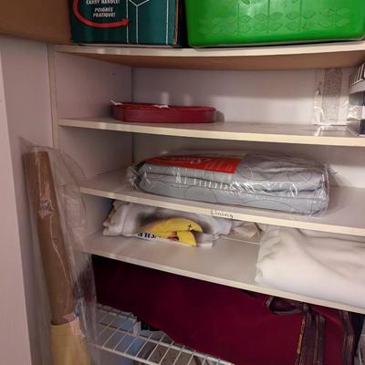 Closet Of Crafting Supplies Mostly Fabric Wood Shelves Included