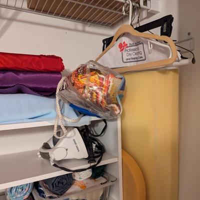 Closet Of Crafting Supplies Mostly Fabric Wood Shelves Included