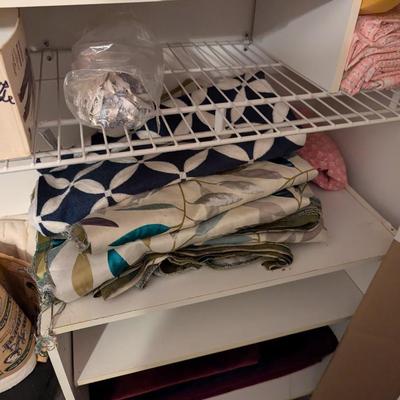Closet Of Crafting Supplies Mostly Fabric Wood Shelves Included