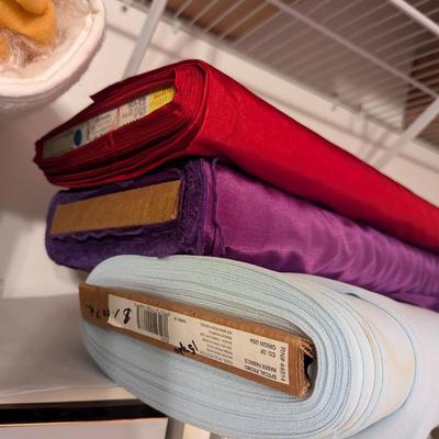 Closet Of Crafting Supplies Mostly Fabric Wood Shelves Included