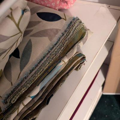 Closet Of Crafting Supplies Mostly Fabric Wood Shelves Included