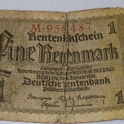 1937 Germany Banknote 1 Reichsmark Paper Currency Europe German Money Cash Note