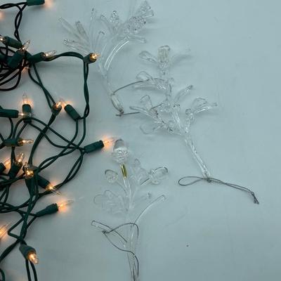 2 short strands of lights and 3 ornaments