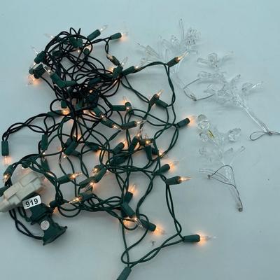 2 short strands of lights and 3 ornaments