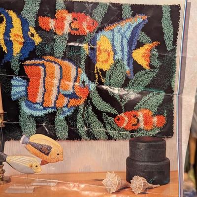 Knitting Projects & Fish & Cat Latch Hook Art